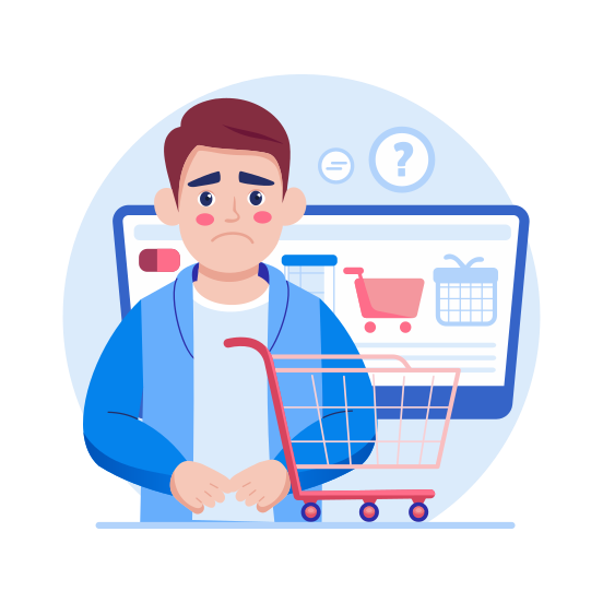 No Shopping, Sad, Customer, Consumer, Disappointed illustration