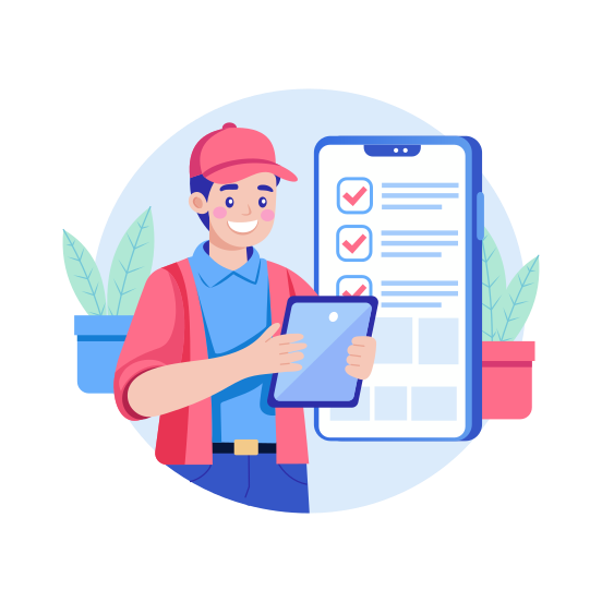 Order Delivery, Confirmation, Verification, Logistics, Delivery Man illustration