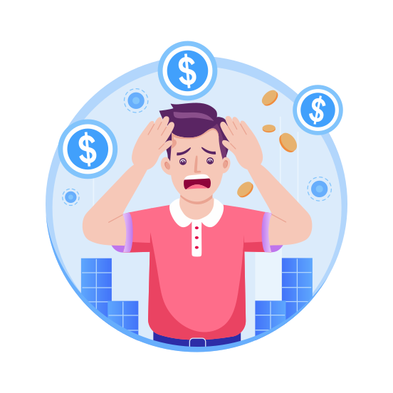 Payment Failed, Unhappy, Error, Customer, Sad, Depressed, illustration