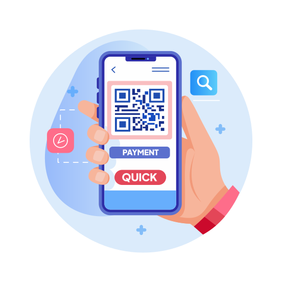 Qr Payment, Code, Scanning, Mobile, Transaction, illustration