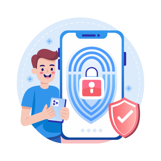 Secure Checkout, Locked, Privacy, Safety, Biometric, illustration