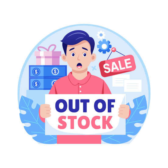 Stock Out, Sale, Discount, Shopping, Seller illustration