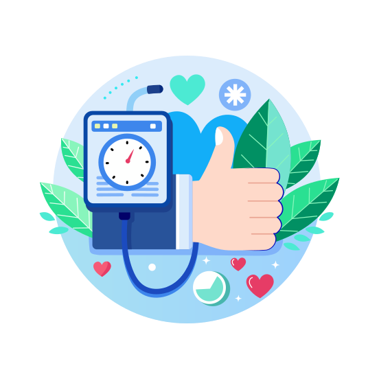 Blood Pressure, Heart Rate, Monitoring, Checkup, Medical illustration