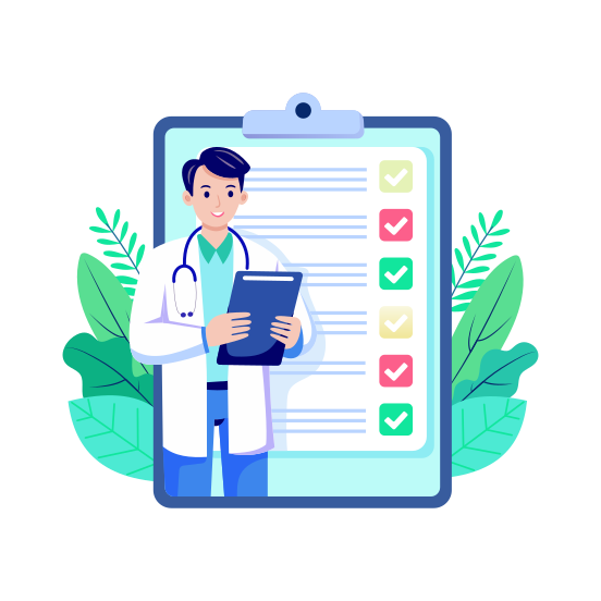 Digital Report, Prescription, Checkup, Treatment, Doctor illustration