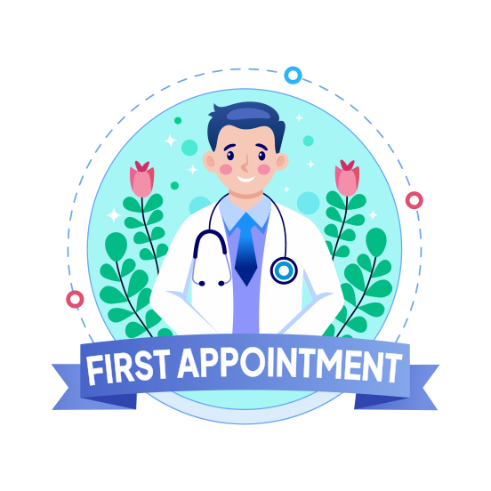 First Appointment, Doctor, Physician, Professional, Healthcare illustration