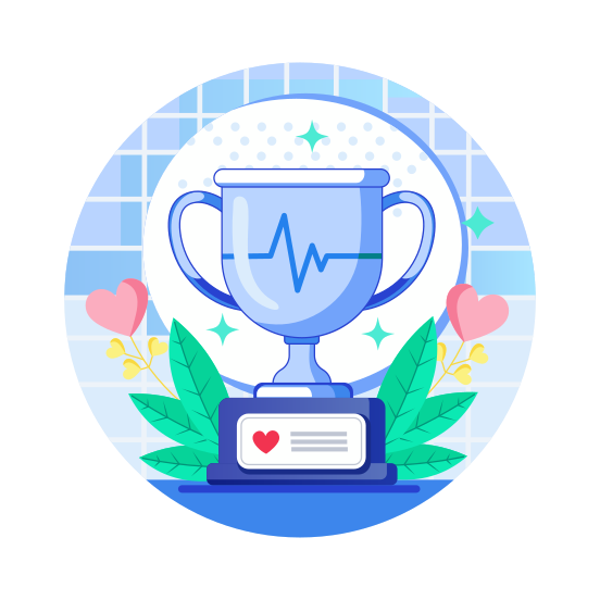 Health Achievement, Award, Trophy, Reward, Medical illustration