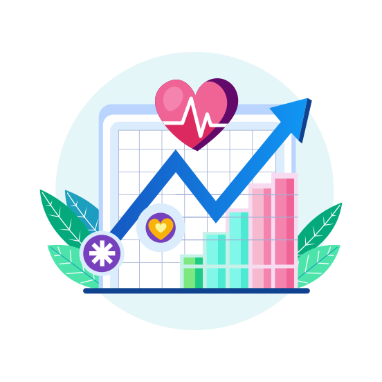 Health Improvement, Wellness, Medical, Healthcare, Chart illustration