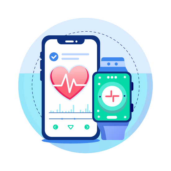 Health Tracker, Wearable, Smartwatch, Fitness, Medical illustration