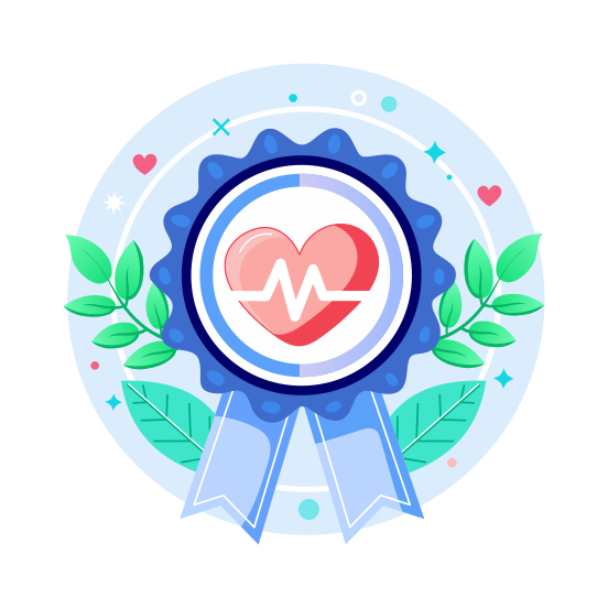 Healthcare Badge, Medical, Cardiology, Heart Rate, Award illustration