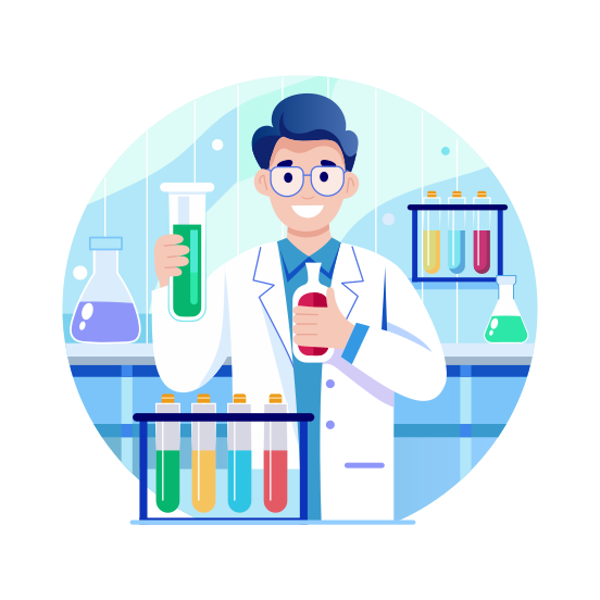 Lab Test, Research, Biotechnology, Experiment, Doctor illustration