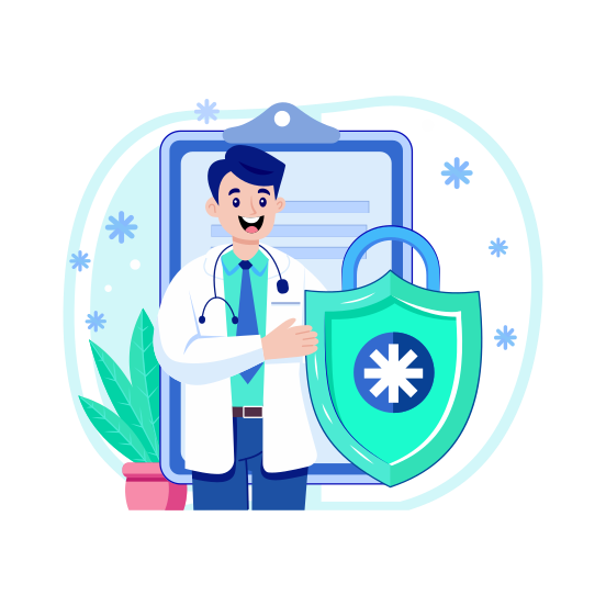 Medical Protection, Doctor, Physician, Healthcare, Insurance illustration