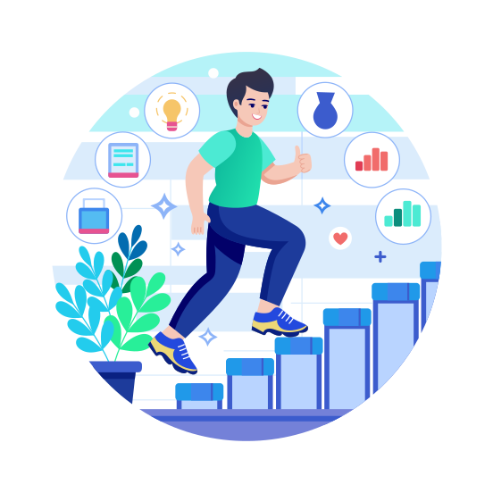 Step Goal, Improvement, Development, Growth, Lifestyle, illustration