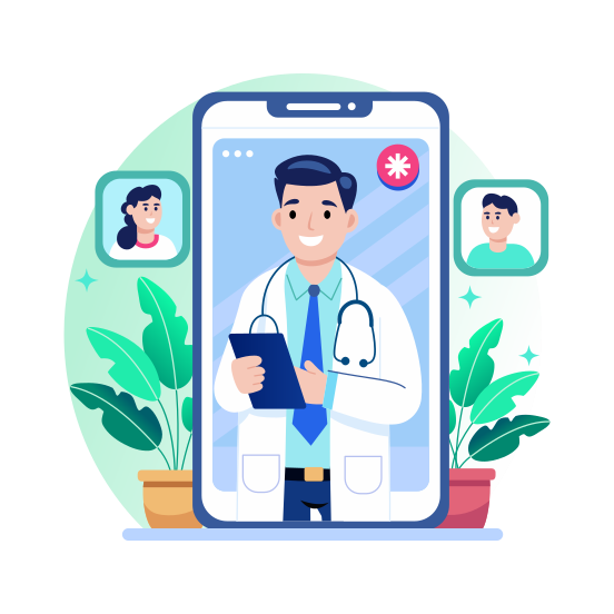 Teleconsultation, Medical App, Doctor, Checkup, Treatment illustration