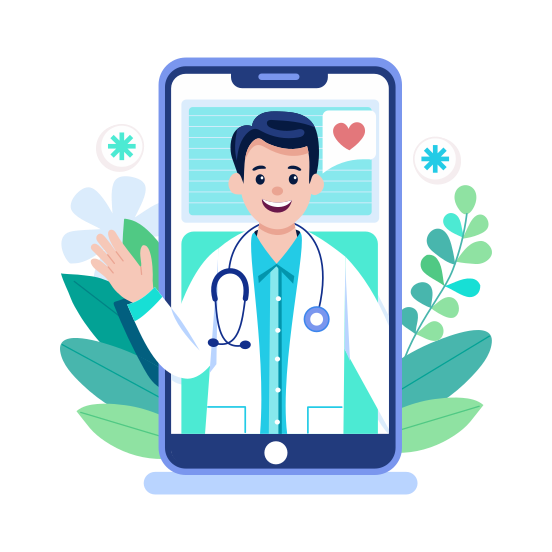 Telehealth Doctor, Online App, Medical, Healthcare, Teleconsultation illustration