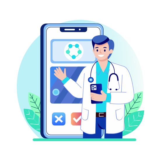 Telemedicine, Treatment, Doctor, Consultation, App illustration