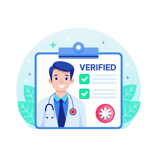 Verified Doctor, Professional, Specialist, Physician, Medical illustration
