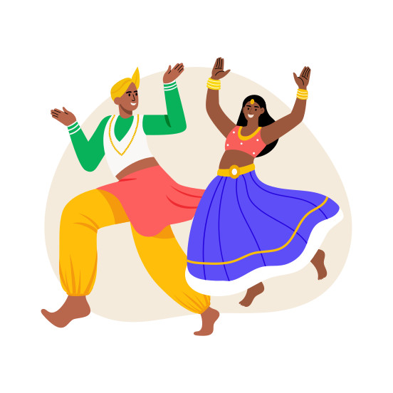 Celebration Dance, Traditional, Couple, Performing, Artists, illustration