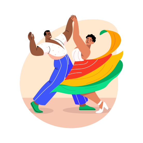 Dance Duo, Partners, Couple, Performing, Artists, illustration