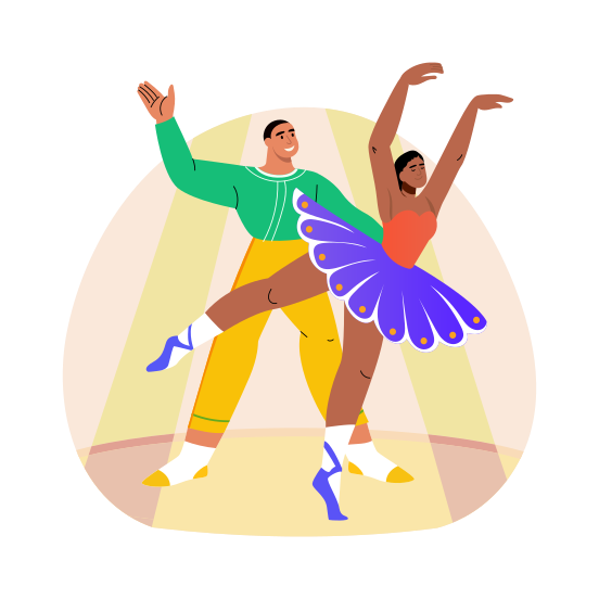 Dancers, Performing, Artists, Choreography, Enjoying, illustration