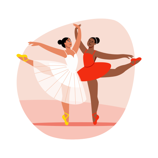 Female Dancers, Ballerina, Ballet Dancing, Performing, Choreography illustration