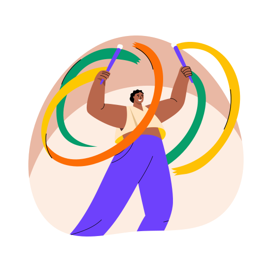 Festival Dance, Ribbon Dancing, Performing, Artist, Celebration illustration