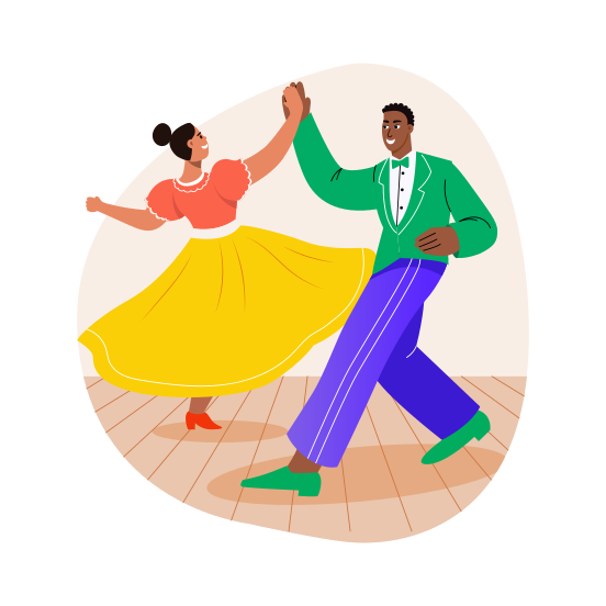 Swing Dance, Couple, Dancing, Performing, Artists illustration