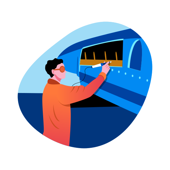 Aircraft Engineer, Mechanical, Aviation, Technician, Worker illustration