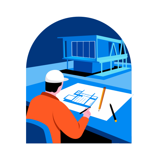 Architect, Construction Engineer, Blueprint, Prototyping, Map illustration