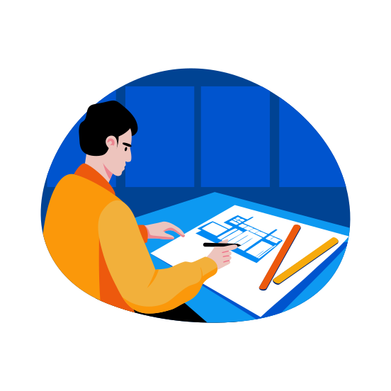 Architect Prototype, Blueprint, Map Construction, Drafting, Sketching illustration