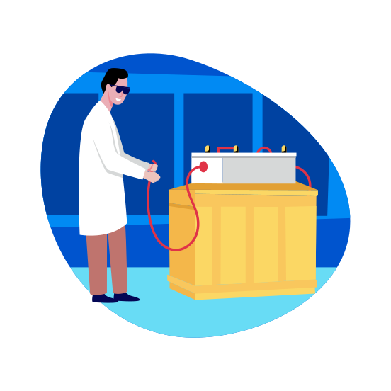 Battery Testing, Electrical, Technician, Analyst, Lab Worker illustration