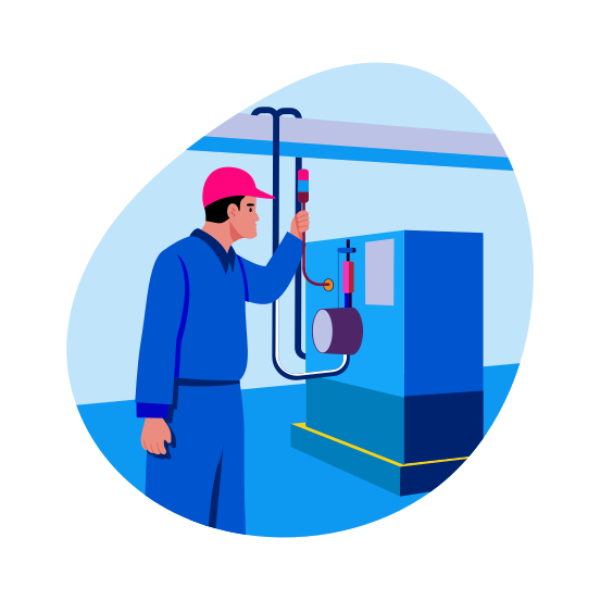 Boiler System, Machine, Operator, Technician, Worker illustration