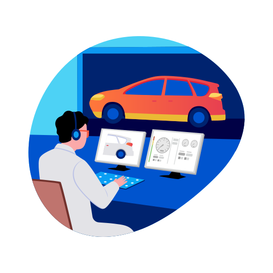 Car Diagnosis, Testing, Automotive Engineer, Technician, Mechanical illustration