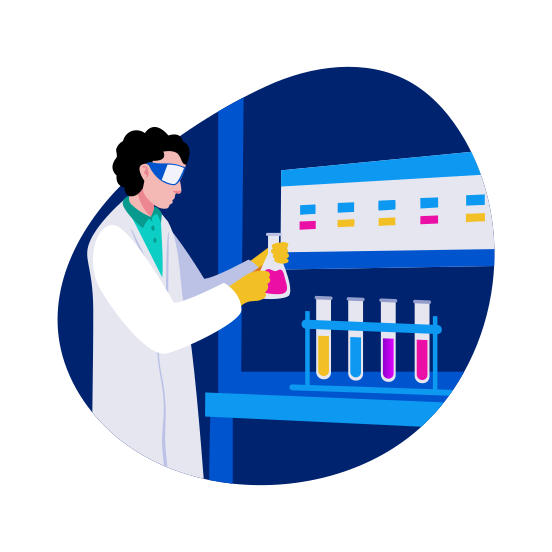 Chemical Test, Researcher, Chemist, Scientist, Bioengineering illustration