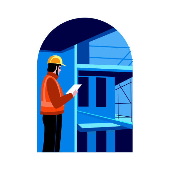 Construction Manager, Contractor, Engineer, Worker, Architect illustration