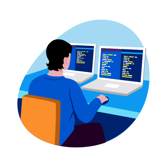 Developer, Coder, Programmer, Software Engineer, Professional illustration