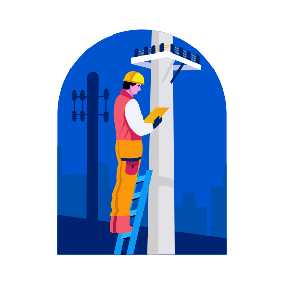 Electrical Worker, Repairing, Engineer, Technician, Character illustration