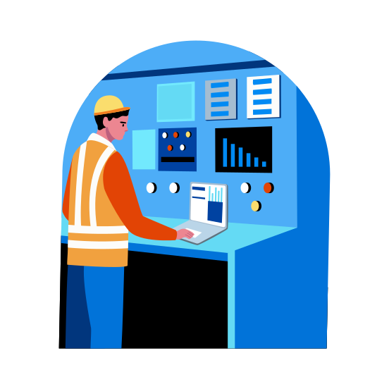 Engineer Operating, Controlling, System, Worker, Technician illustration