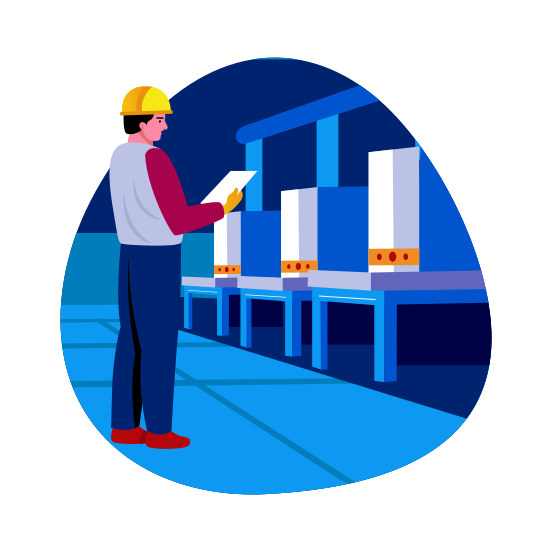 Factory Worker, Inspection, Supervisor, Inventory, Audit illustration