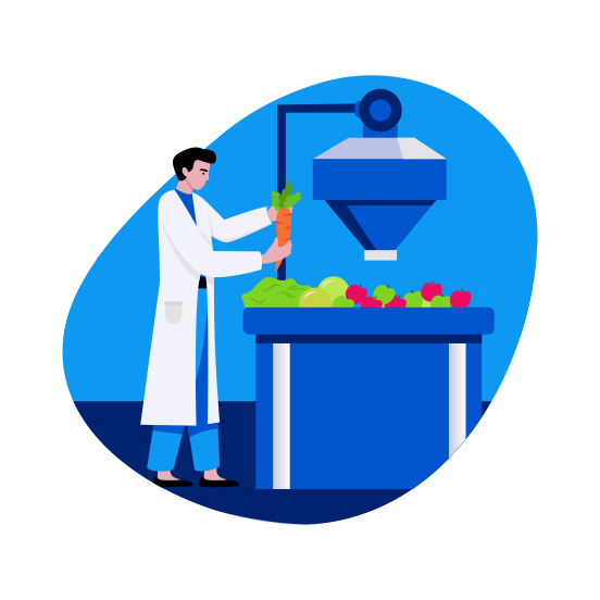 Food Processing, Researcher, Biochemist, Engineer, Experiment illustration