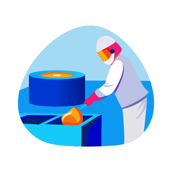 Glass Melting, Material Engineering, Worker, Profession, Occupation illustration