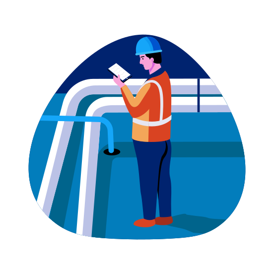 Hydrostatic Testing, Pipeline, Pressure, Civil Engineer, Worker illustration