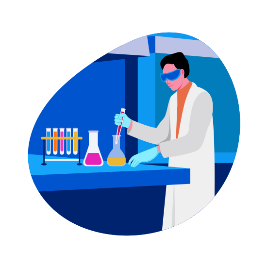 Lab Experiment, Researcher, Biochemist, Worker, Bioengineer illustration