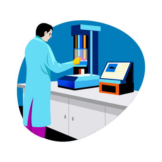 Material Testing, Analyst, Researcher, Worker, Engineer illustration