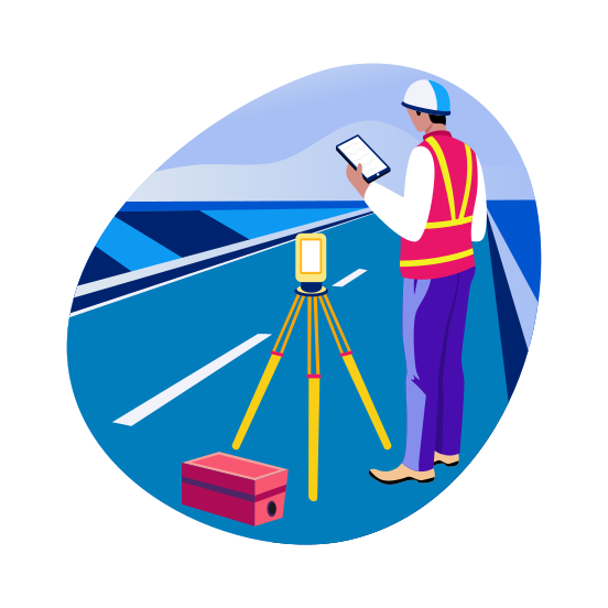 Road Surveying, Civil Engineering, Worker, Profession, Occupation illustration