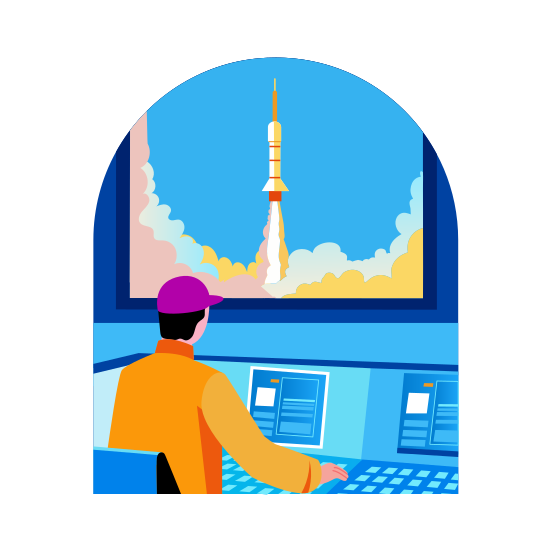 Rocket Launch, Spacecraft, Aerospace, Engineering, Professional illustration