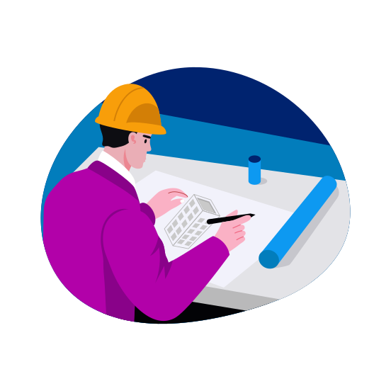 Skyscraper Designing, Architect, Engineering, Contractor, Map Construction illustration