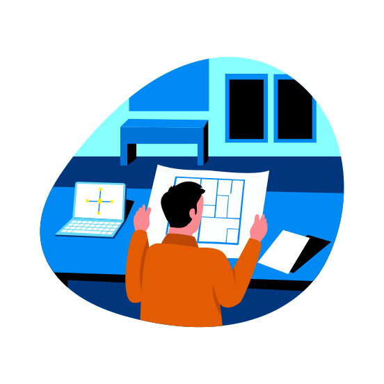 Smart Home, Engineer, Architect, Construction, Worker illustration