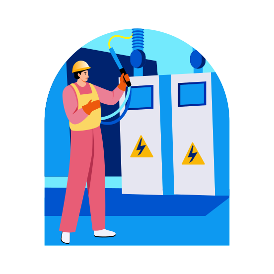 Transformer Repairing, Maintenance, Specialist, Electrical Engineer, Worker illustration