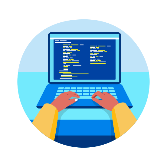 Typing, Coding, Programming, Development, Engineering illustration