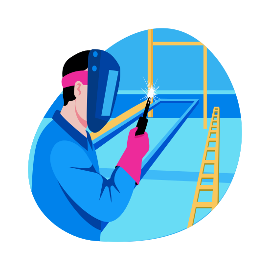 Welding, Soldering, Worker, Engineering, Construction, illustration